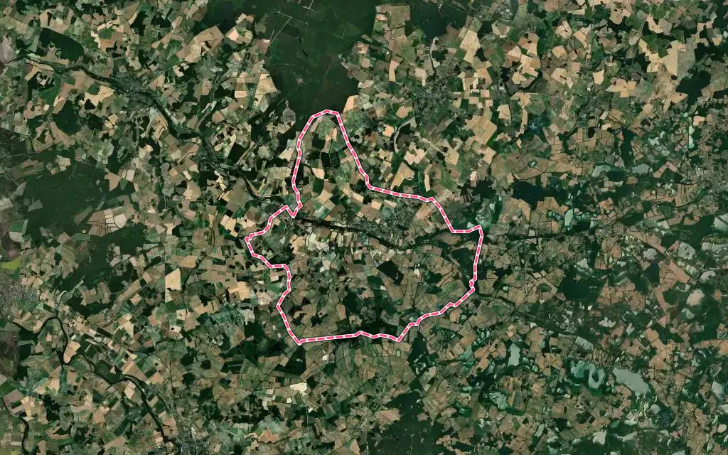Vue satellite de Martizay avec ses contours administratifs