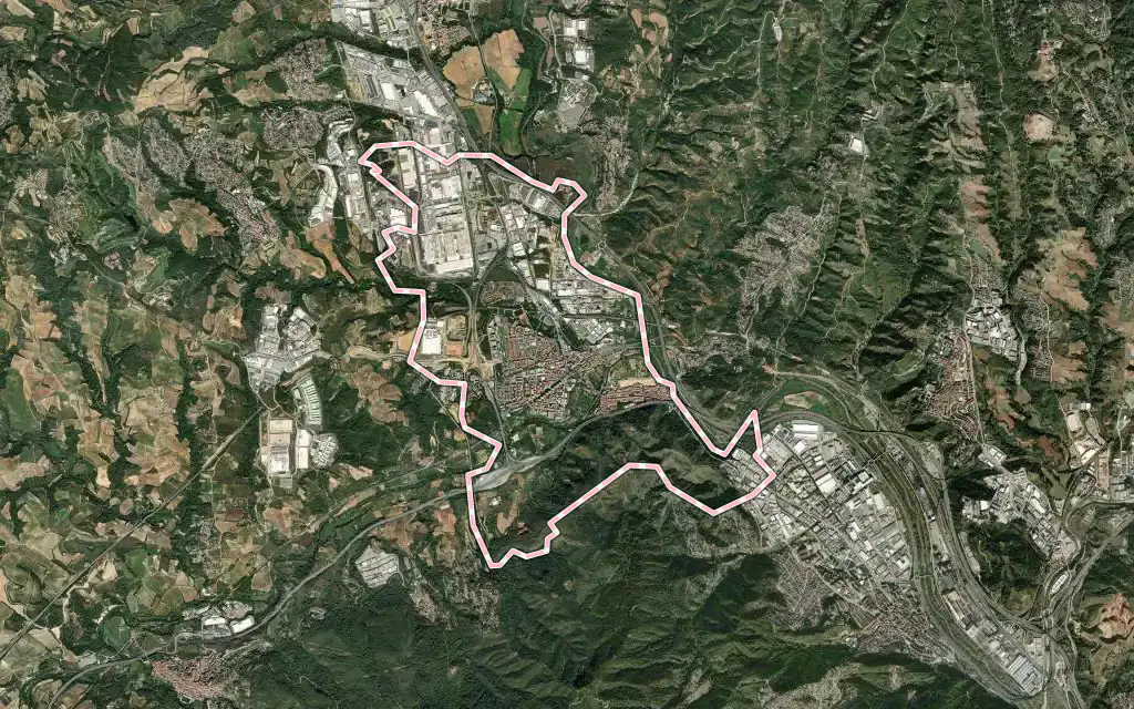 Vista satélite de Martorell con su contorno administrativo
