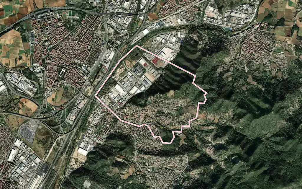 Vista satélite de Martorelles con su contorno administrativo