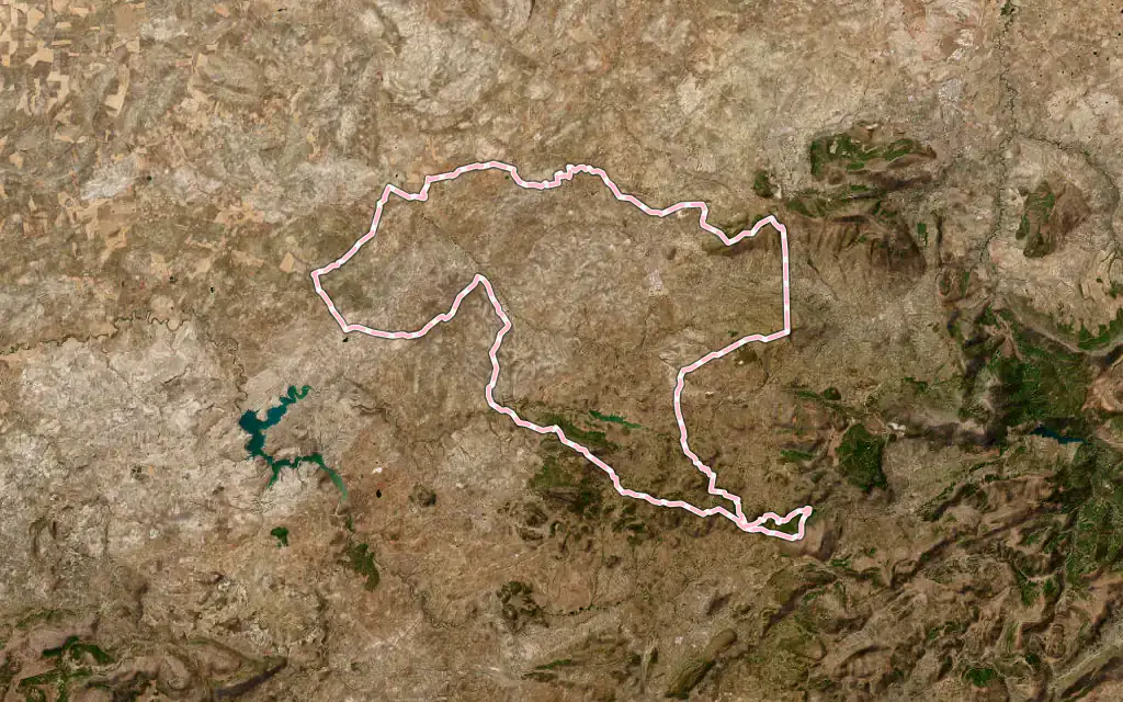 Vista satélite de Martos con su contorno administrativo