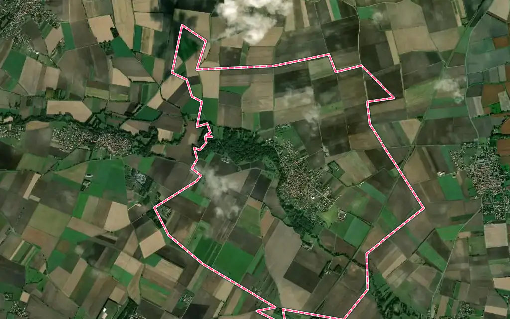 Vue satellite de Martres-sur-Morge avec ses contours administratifs