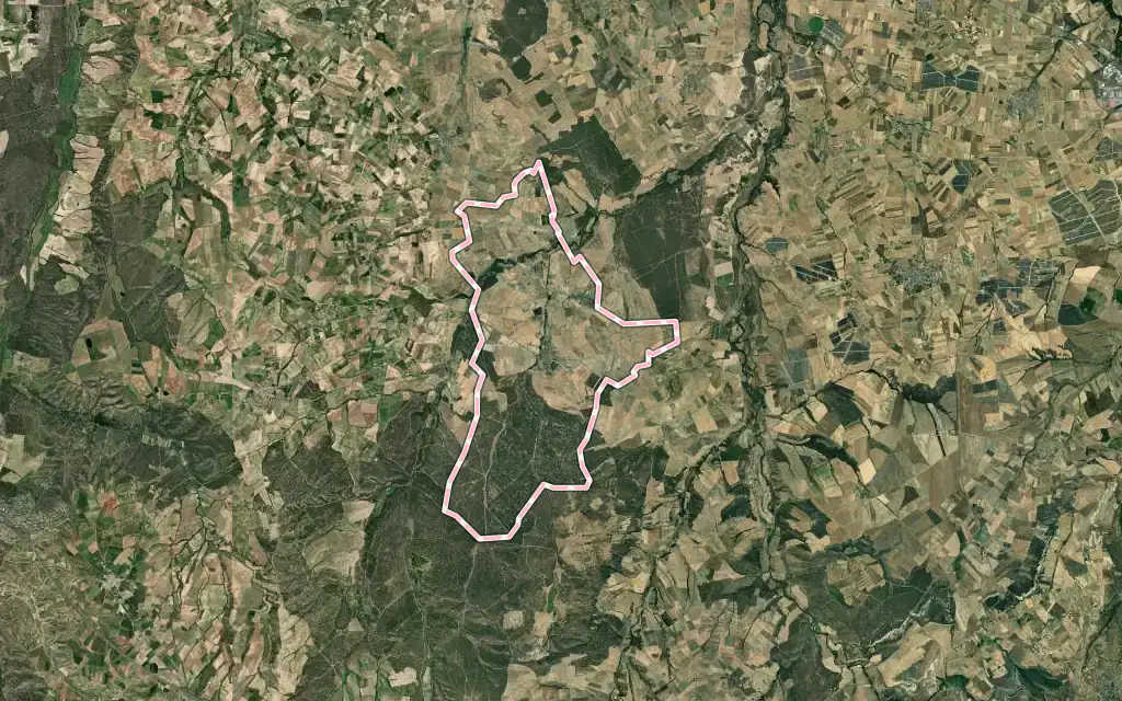 Vista satélite de Marugán con su contorno administrativo