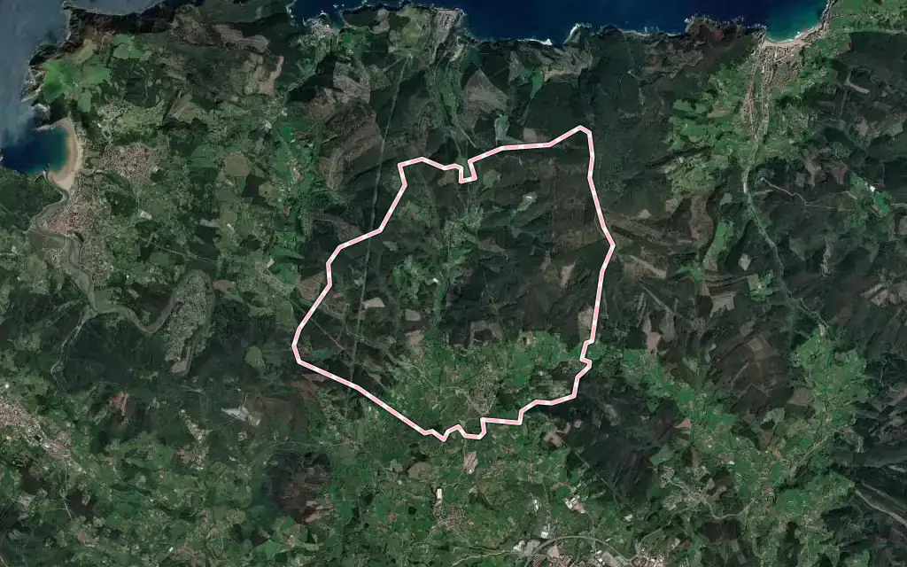 Vista satélite de Maruri-Jatabe con su contorno administrativo