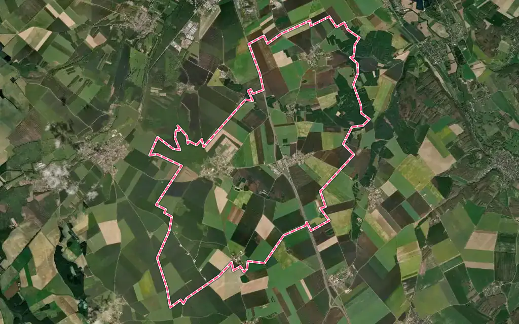 Vue satellite de Marville-Moutiers-Brûlé avec ses contours administratifs