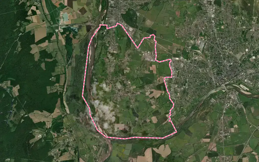 Vue satellite de Marzy avec ses contours administratifs
