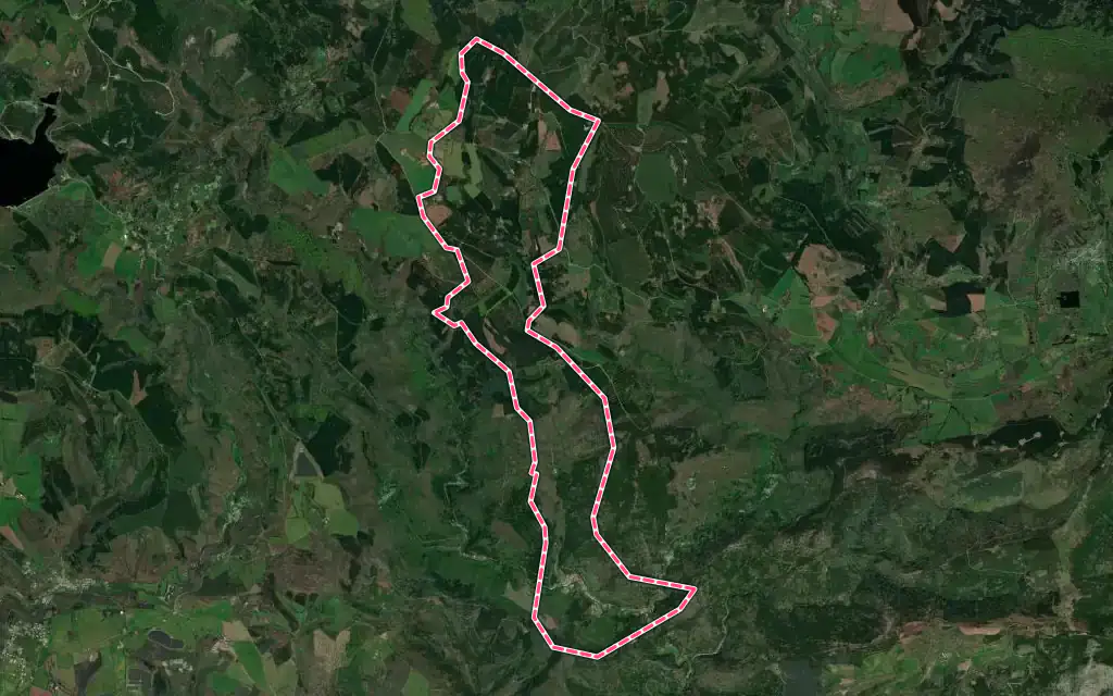 Vue satellite de Mas-Cabardès avec ses contours administratifs