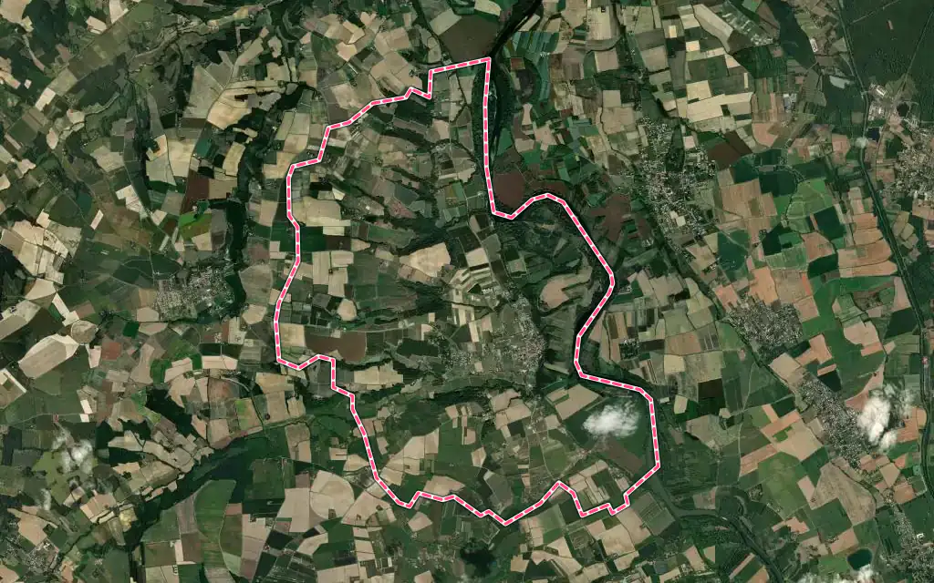 Vue satellite de Mas-Grenier avec ses contours administratifs
