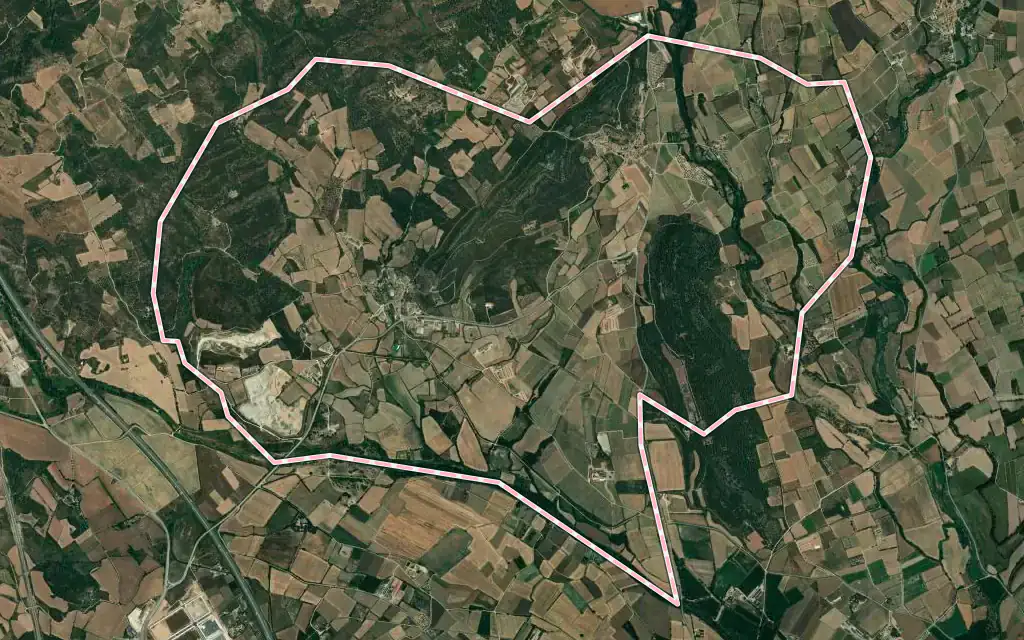 Vista satélite de Masarac i Vilarnadal con su contorno administrativo