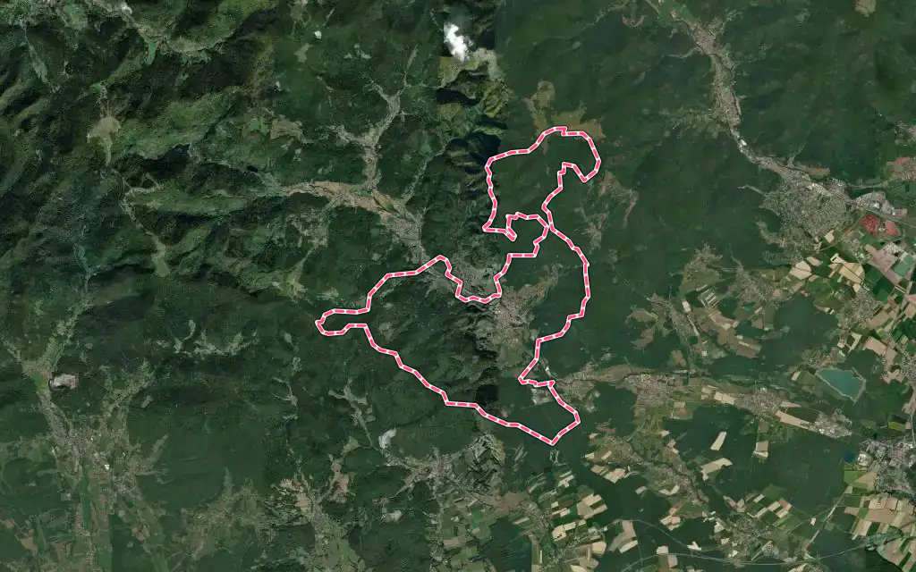 Vue satellite de Masevaux-Niederbruck avec ses contours administratifs