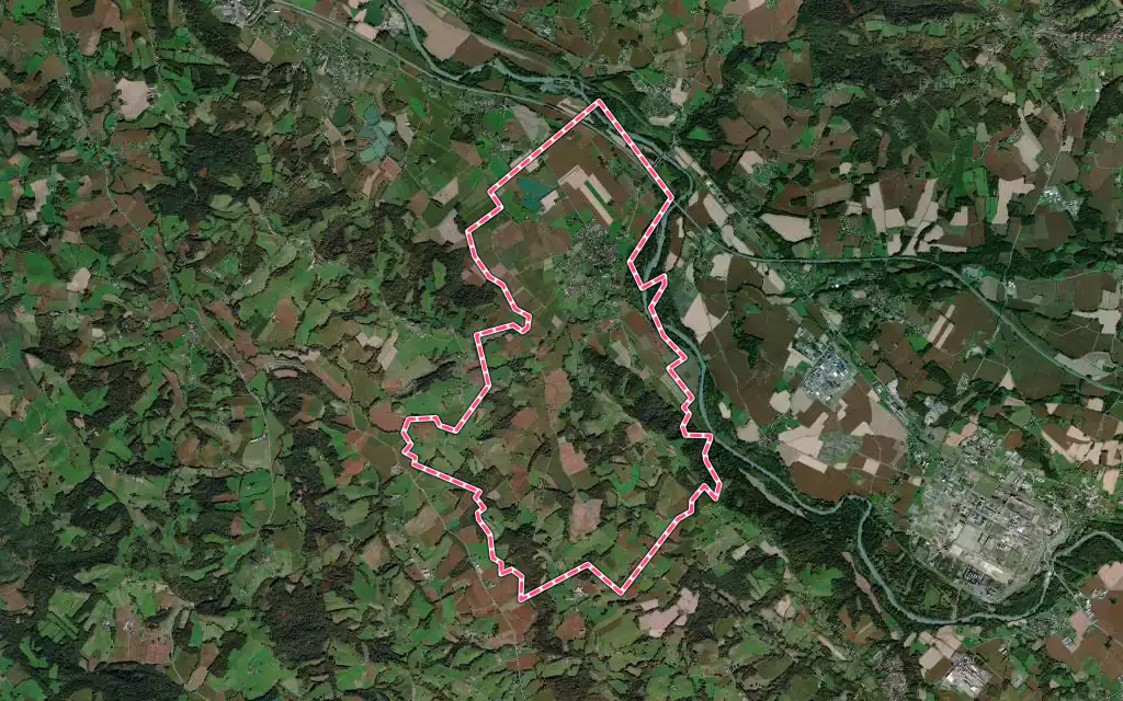 Vue satellite de Maslacq avec ses contours administratifs