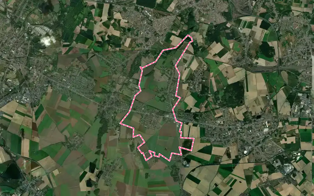 Vue satellite de Masny avec ses contours administratifs