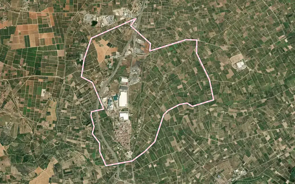 Vista satélite de Massalavés con su contorno administrativo