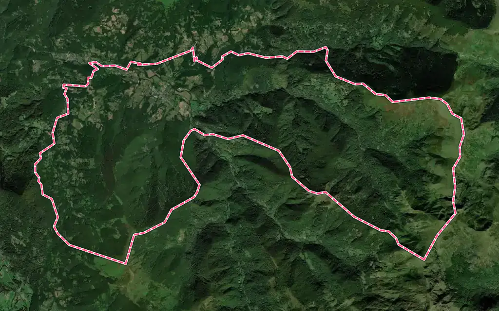 Vue satellite de Massat avec ses contours administratifs