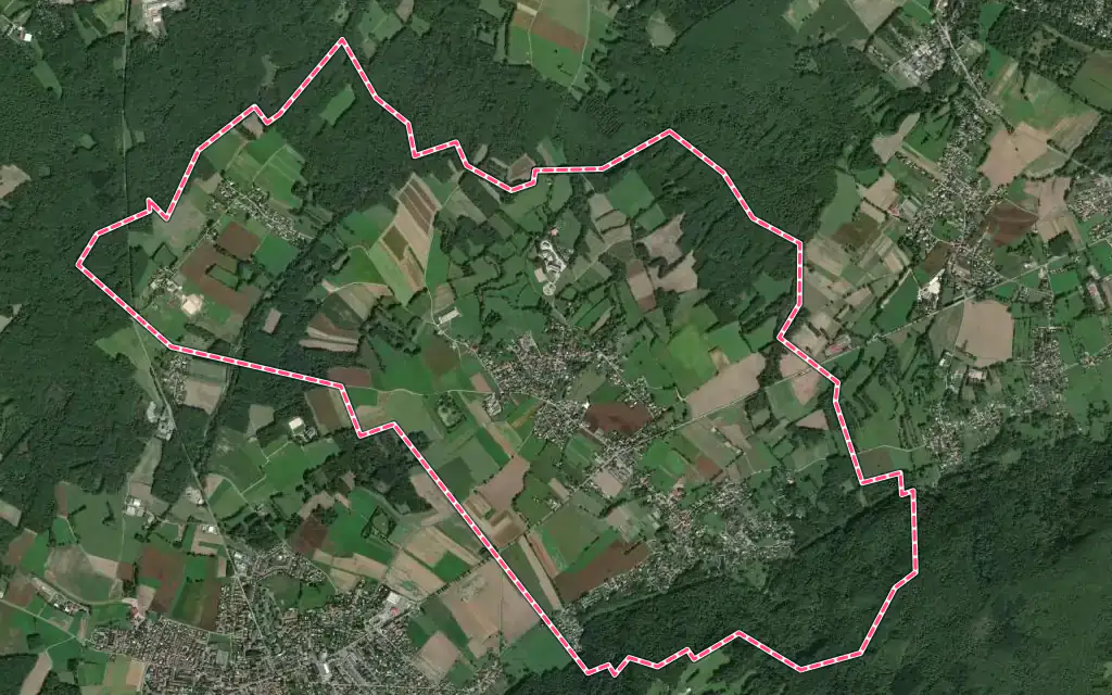 Vue satellite de Massongy avec ses contours administratifs