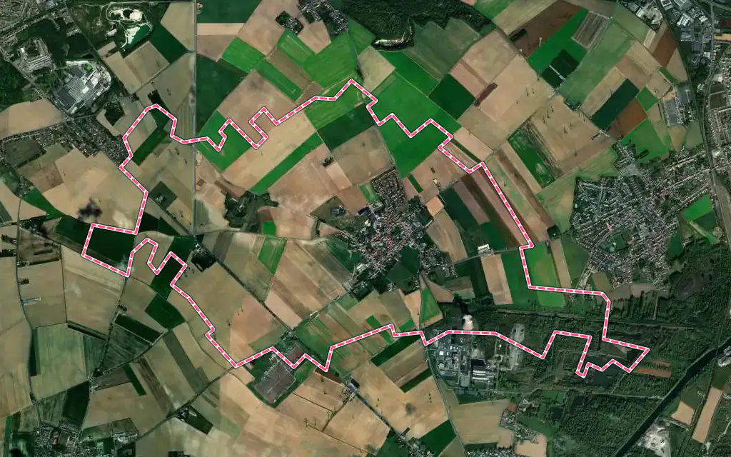 Vue satellite de Mastaing avec ses contours administratifs