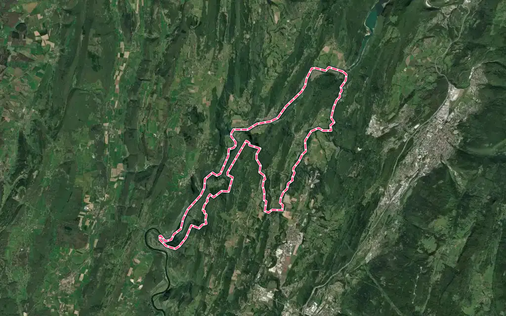Vue satellite de Matafelon-Granges avec ses contours administratifs