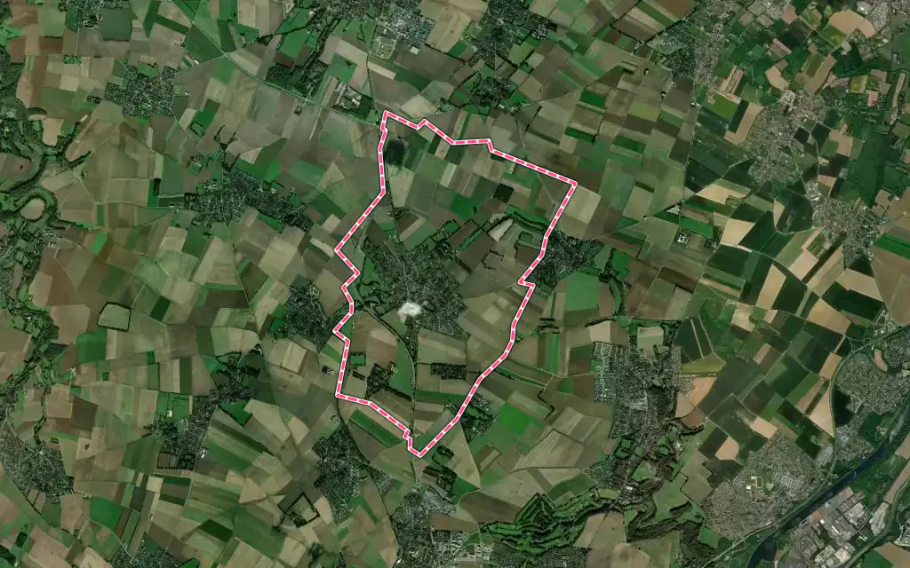 Vue satellite de Mathieu avec ses contours administratifs