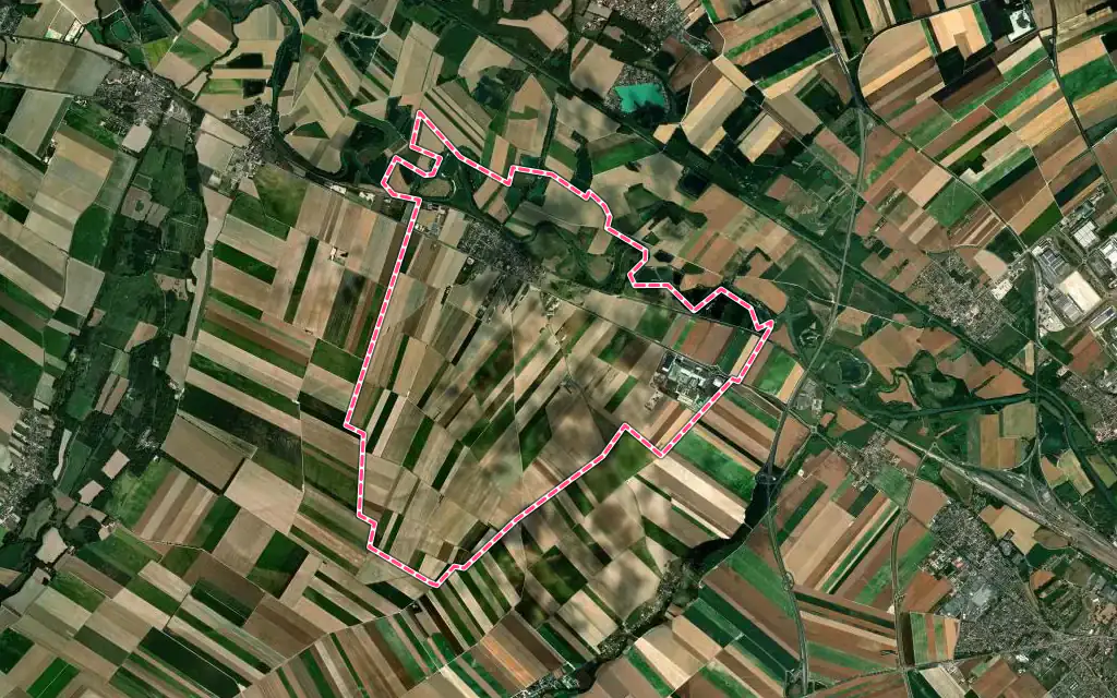 Vue satellite de Matougues avec ses contours administratifs