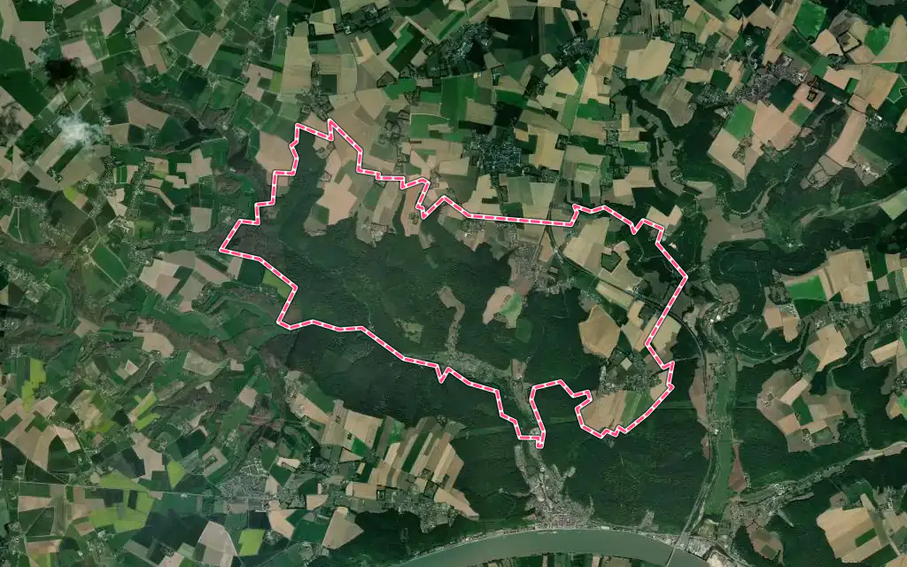 Vue satellite de Maulévrier-Sainte-Gertrude avec ses contours administratifs