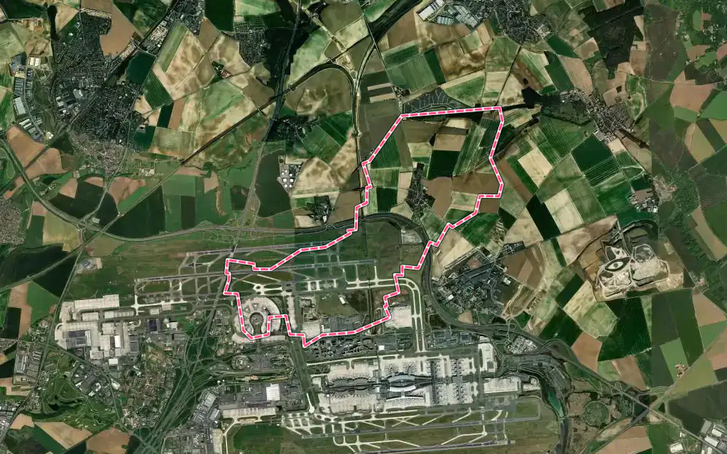 Vue satellite de Mauregard avec ses contours administratifs