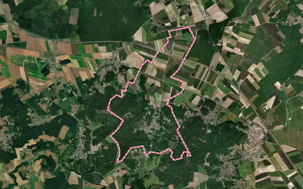Vue satellite de Mauregny-en-Haye avec ses contours administratifs