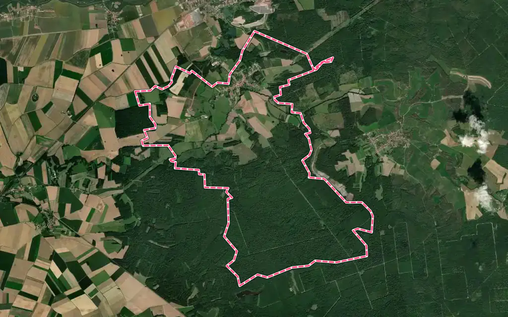 Vue satellite de Maurupt-le-Montois avec ses contours administratifs