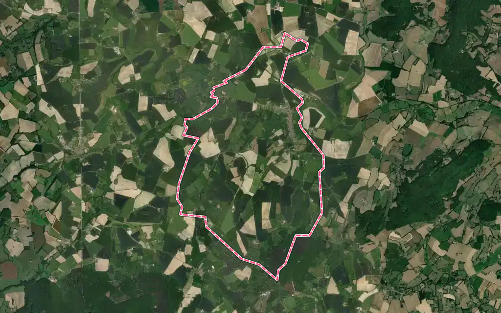 Vue satellite de Mauves-sur-Huisne avec ses contours administratifs