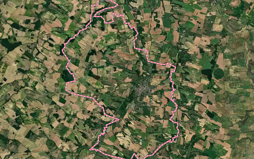 Vue satellite de Mauvezin avec ses contours administratifs