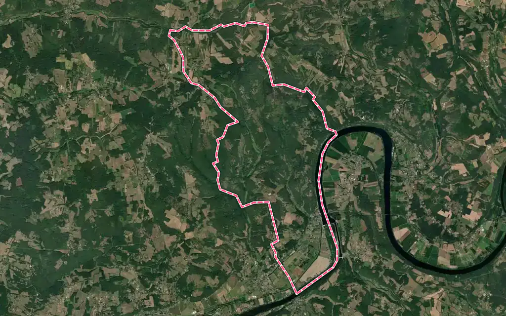 Vue satellite de Mauzac-et-Grand-Castang avec ses contours administratifs