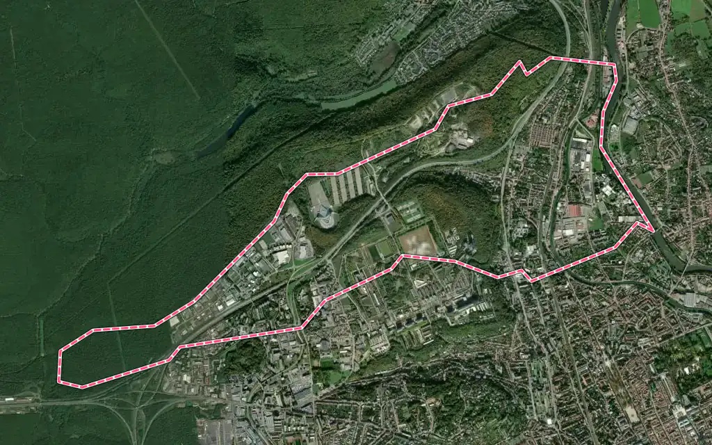 Vue satellite de Maxéville avec ses contours administratifs