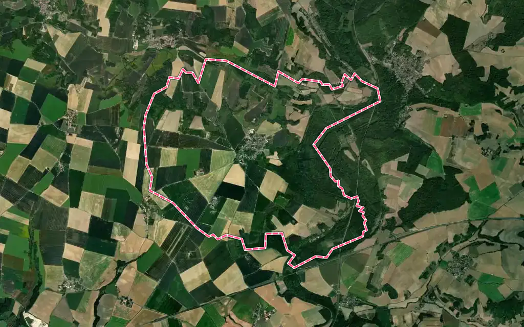 Vue satellite de May-en-Multien avec ses contours administratifs