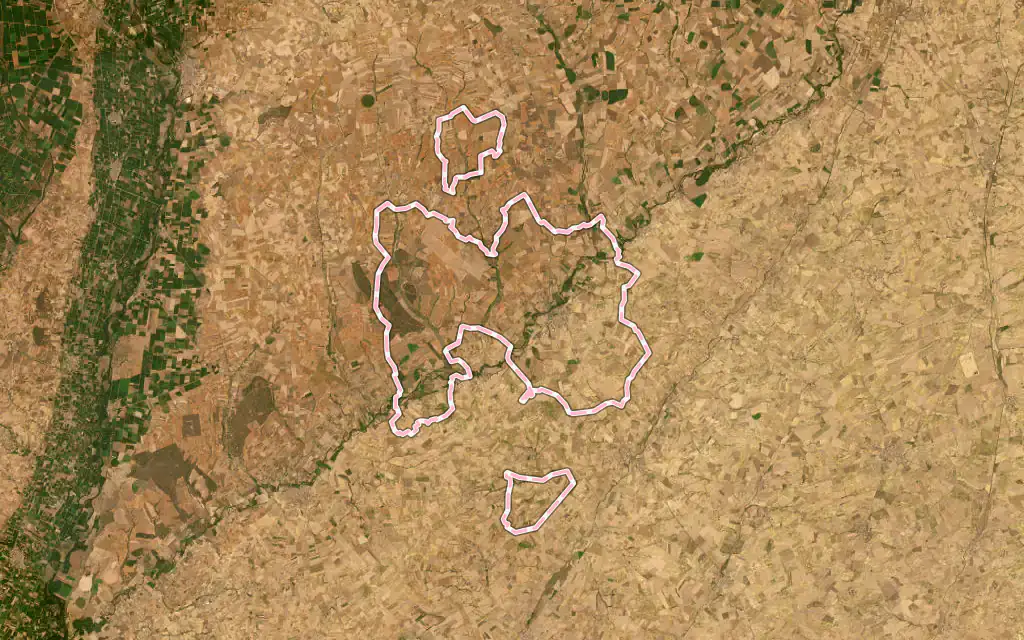 Vista satélite de Mayorga con su contorno administrativo
