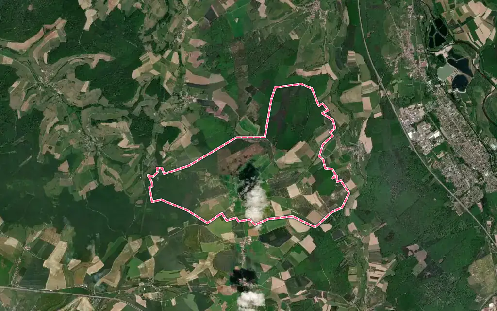 Vue satellite de Mazeley avec ses contours administratifs