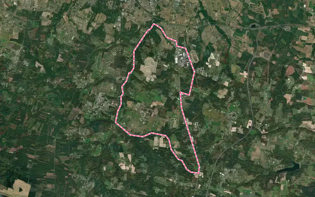 Vue satellite de Mazères avec ses contours administratifs