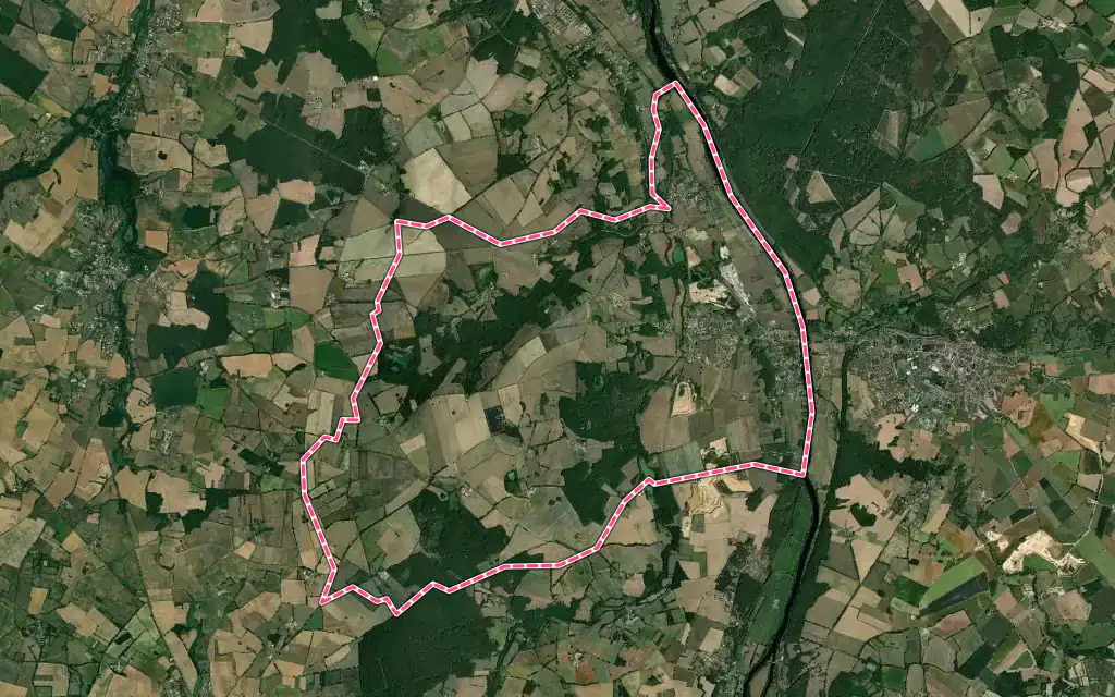 Vue satellite de Mazerolles avec ses contours administratifs