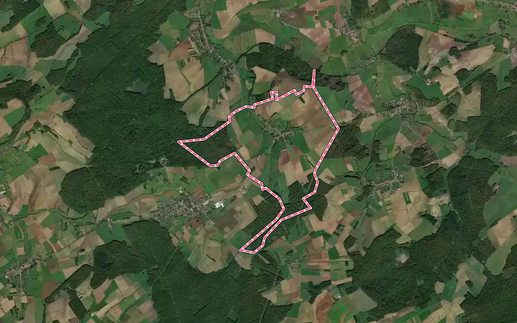 Vue satellite de Mazerulles avec ses contours administratifs