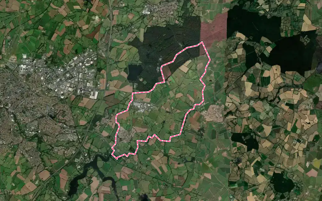 Vue satellite de Mazières-en-Mauges avec ses contours administratifs