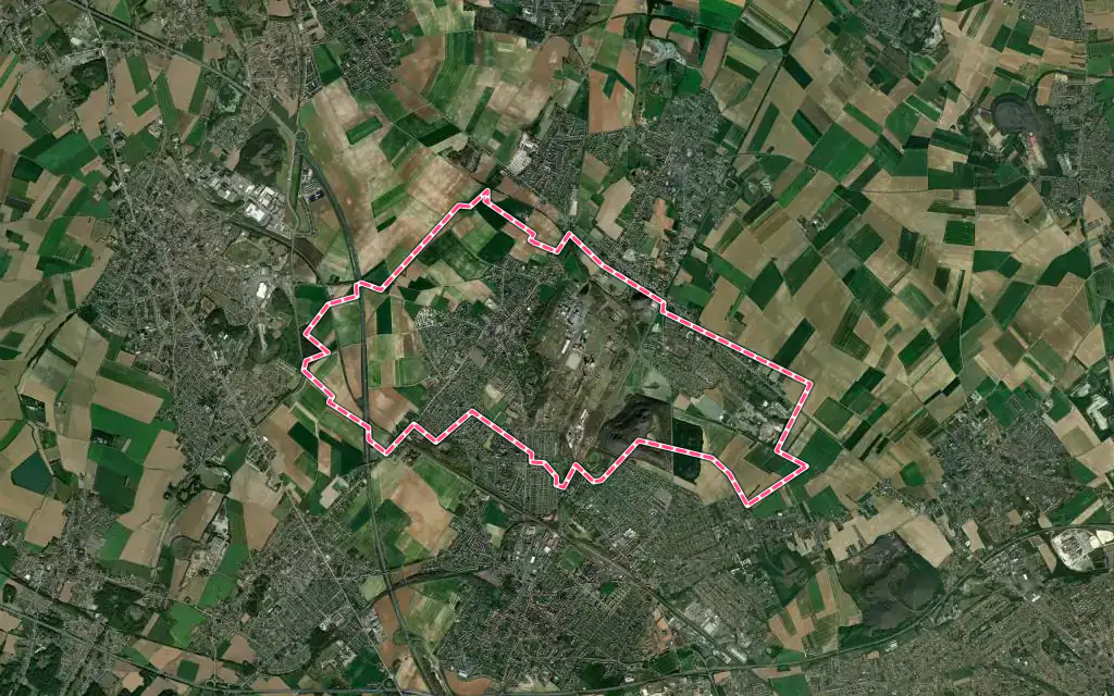 Vue satellite de Mazingarbe avec ses contours administratifs