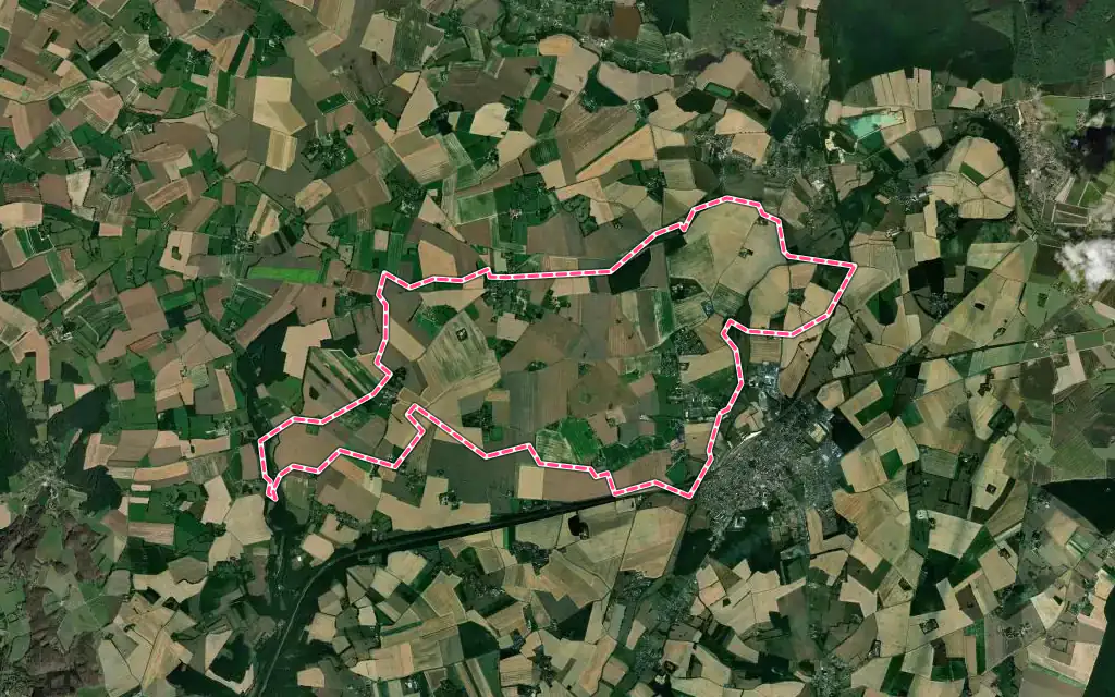 Vue satellite de Meaucé avec ses contours administratifs