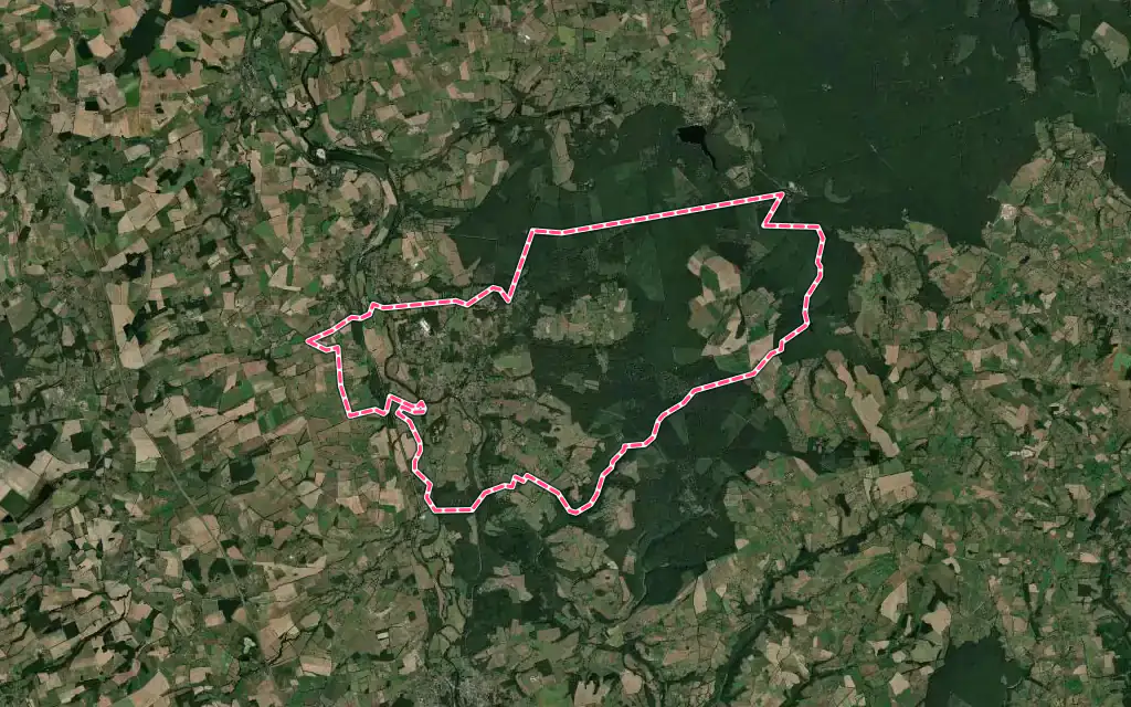 Vue satellite de Meaulne-Vitray avec ses contours administratifs