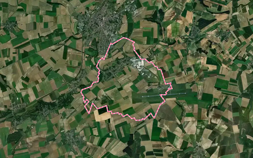 Vue satellite de Méaulte avec ses contours administratifs