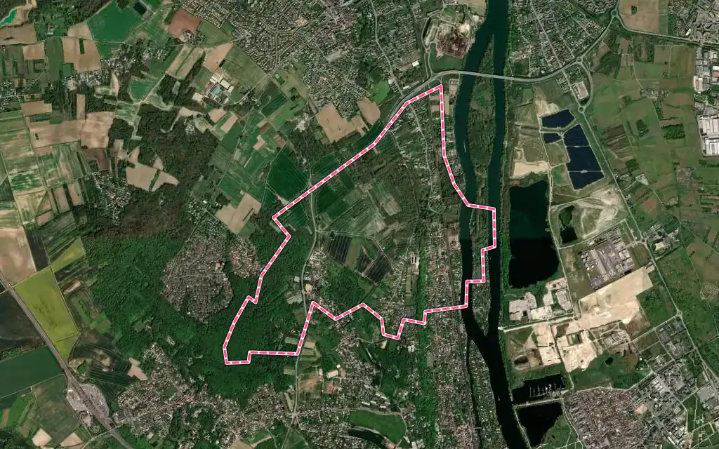 Vue satellite de Médan avec ses contours administratifs