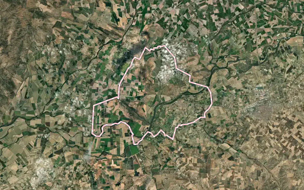 Vista satélite de Medellín con su contorno administrativo