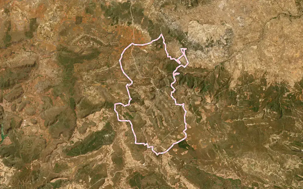 Vista satélite de Medinaceli con su contorno administrativo