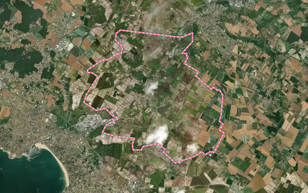 Vue satellite de Médis avec ses contours administratifs