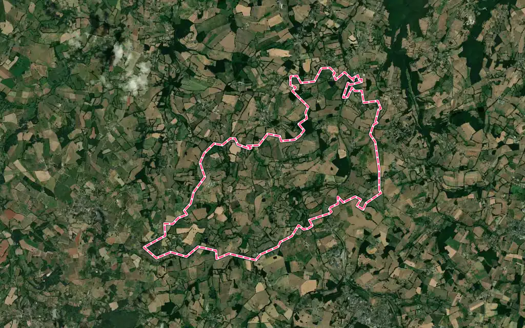 Vue satellite de Meilhac avec ses contours administratifs