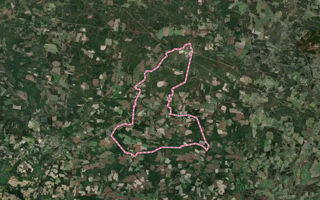 Vue satellite de Meilhan avec ses contours administratifs