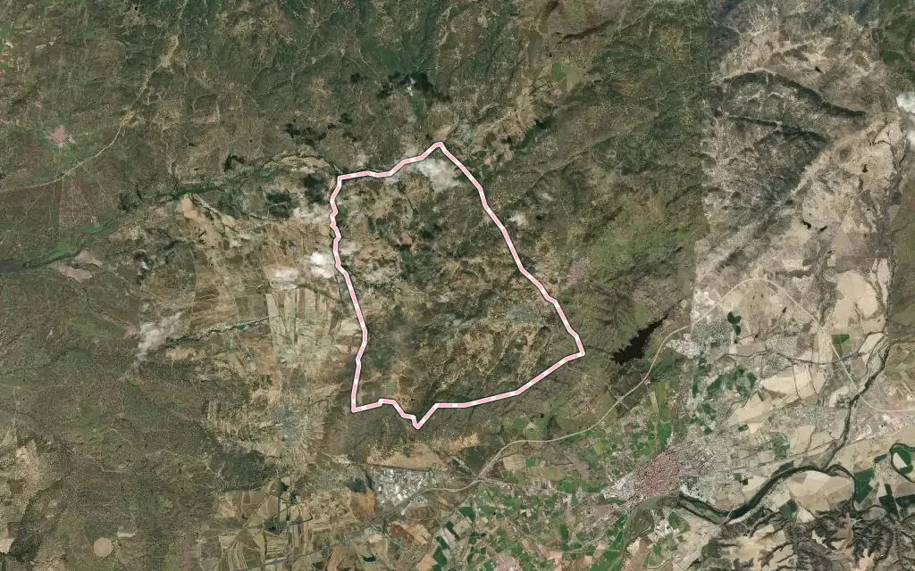 Vista satélite de Mejorada con su contorno administrativo