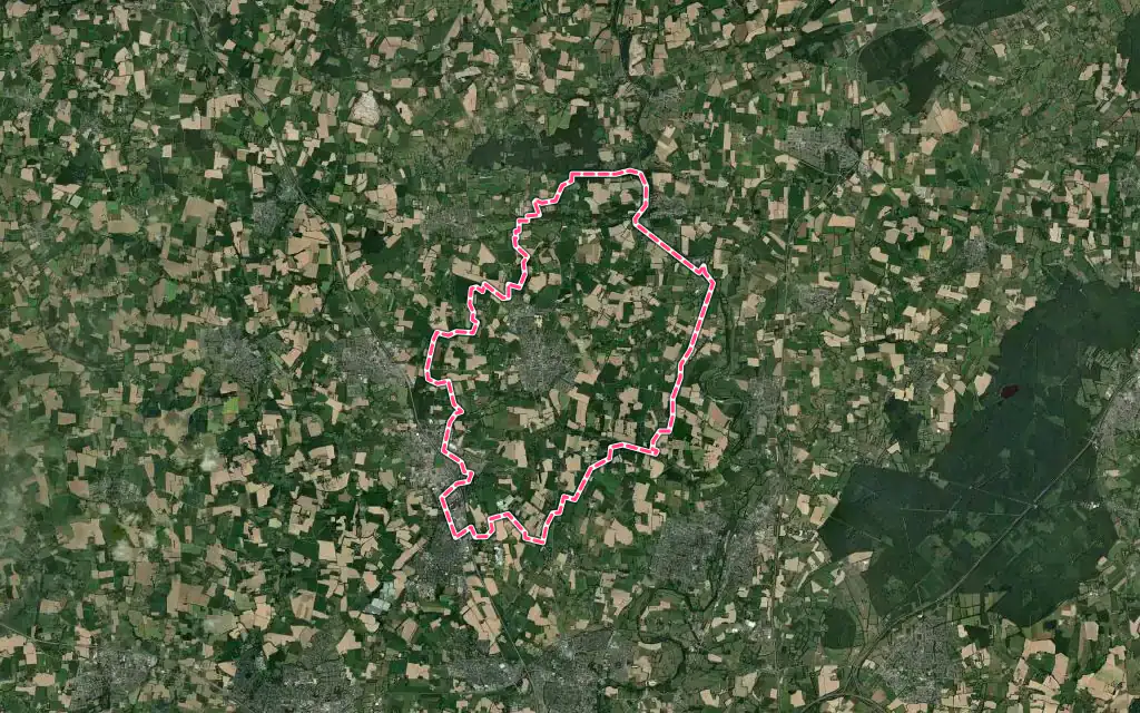 Vue satellite de Melesse avec ses contours administratifs
