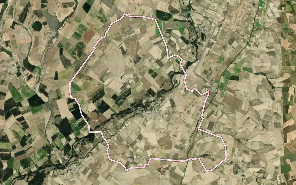 Vista satélite de Melgar de Arriba con su contorno administrativo